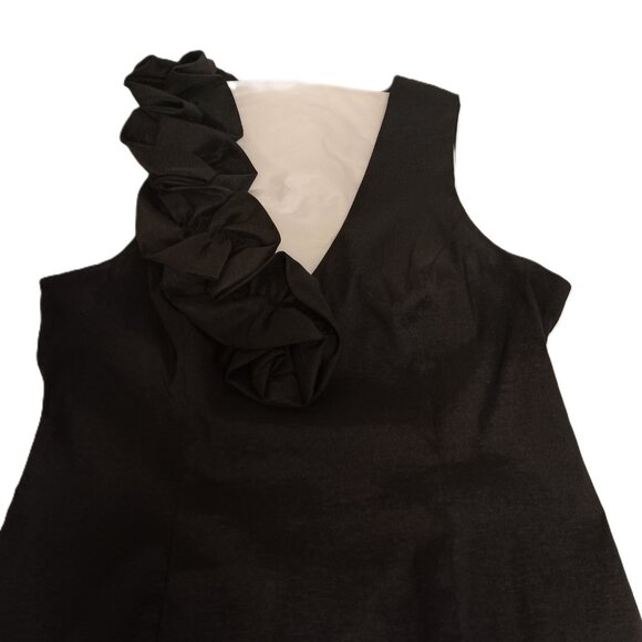 S.L. Fashions Black Dress with Rosette Adorned V-Neck and Back Women's Size 14 - Picture 1 of 16